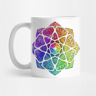 Rainbow Watercolor Crystal Mandala - Black Outline Mug